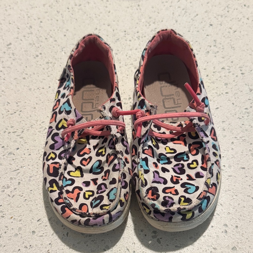 Hey Dude Kids Moccasins with Colorful Heart Design